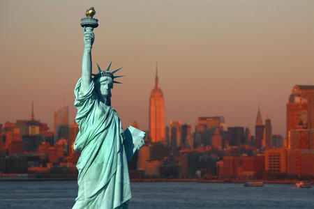 纽约 自由女神像 美国的象征，与较低