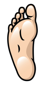 脚底女性的脚在鞋中卡通人受伤脚显示 x 射线卡通漫画与脚踝和放射学