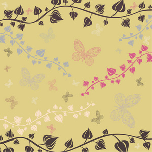 矢量插画的花和蝴蝶