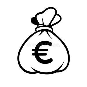 带包的欧洲货币图标。矢量。