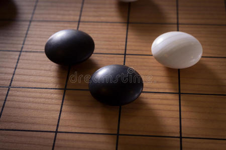 围棋板上的石头特写镜头