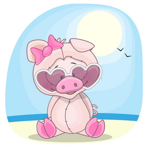 戴墨镜的猪照片