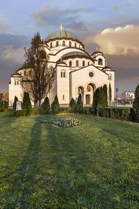 圣萨瓦庙黄昏贝尔格莱德塞尔维亚共和国