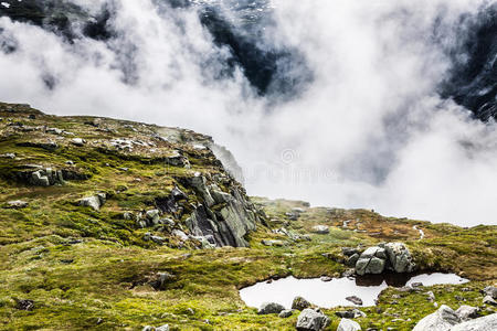 美丽的挪威风景，在通往t