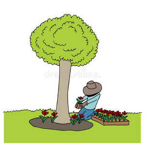 种花卡通图片-种花卡通素材-种花卡通插画-摄图新视界