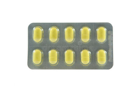 泡罩包装黄色药片照片