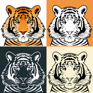 虎头矢量虎头轮廓,矢量照片