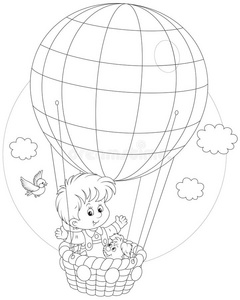 乘气球飞行的孩子