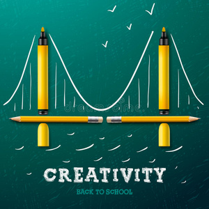 创造性学习。铅笔桥