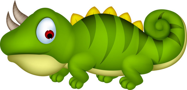 变色龙卡通可爱的变色龙卡通五颜六色的变色龙卡通剪贴画孤立在白色