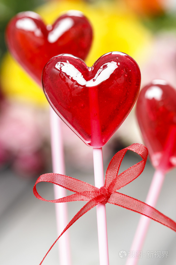 棒棒糖在心的形状