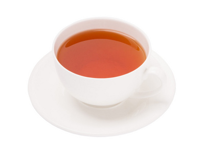 杯红茶在白色背景上