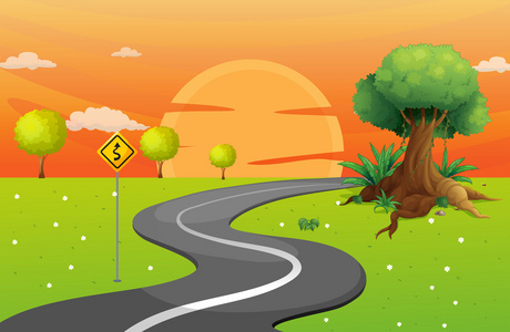 蜿蜒的道路标志图片