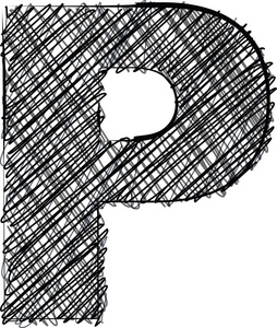 手画的字体。字母 p