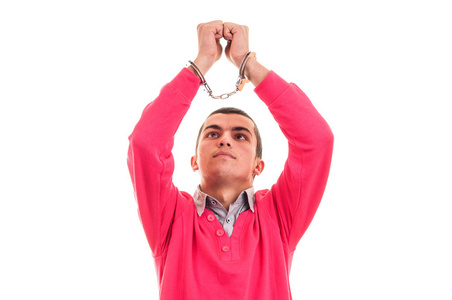 猴子带着手铐的男子图片