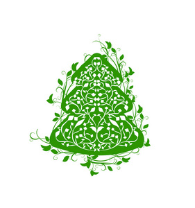 矢量圣诞树绿色插画