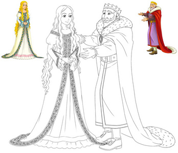 图画书与预览卡通国王和公主