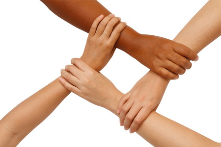 手的协调，多种族手牵团结
