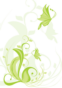 绿色的植物与蝴蝶