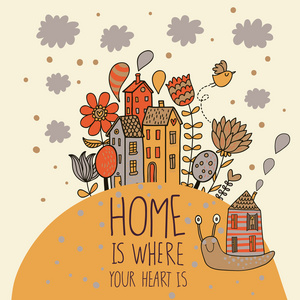 家是你的心在哪里。在向量中的卡通插图