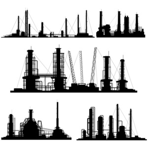 silhouettes 的工业城市的部分的单位