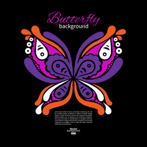 美丽的蝴蝶与背景。纹身图
