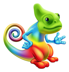 南洋理工大学卡通彩虹变色龙插画