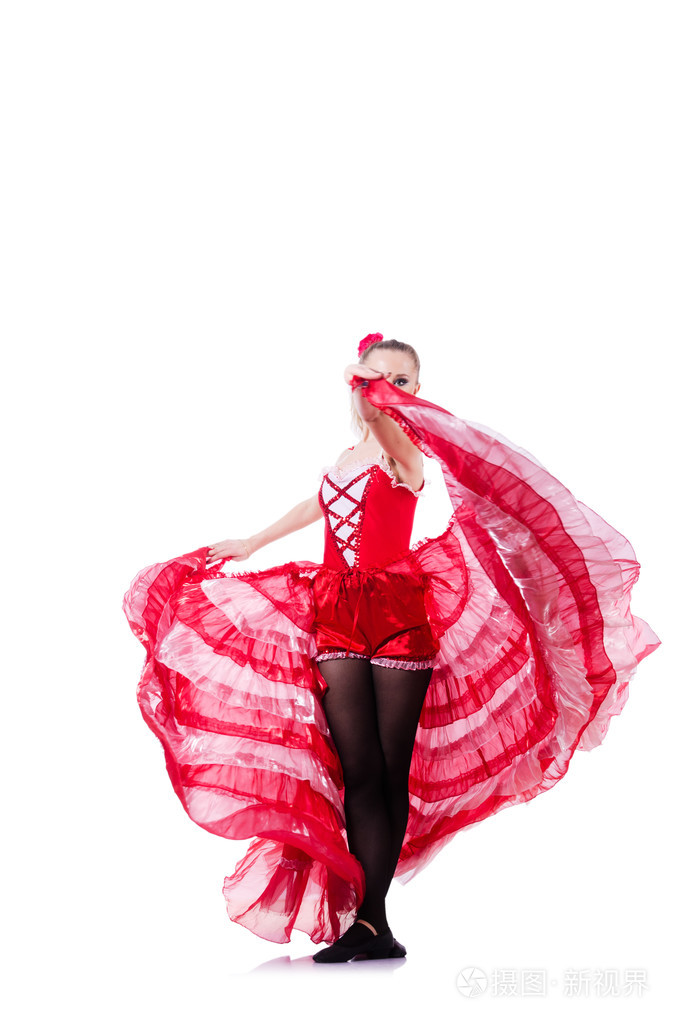 红色穿裙子跳舞跳舞的女孩