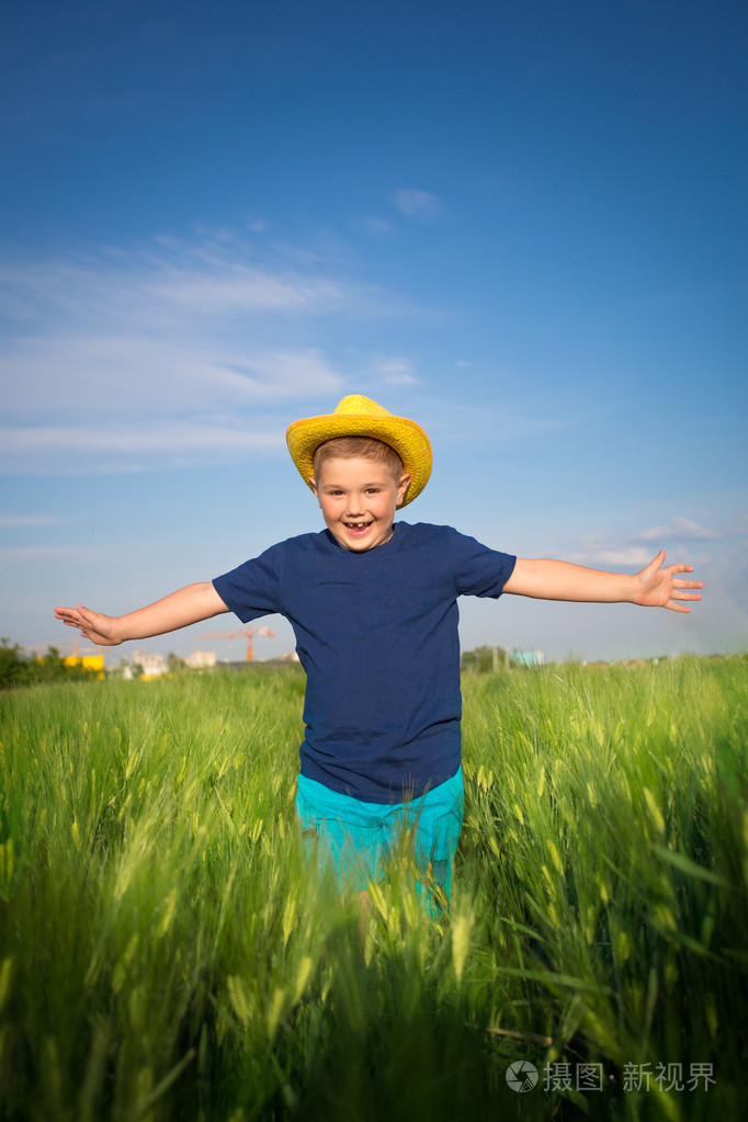 在小麦中的男孩
