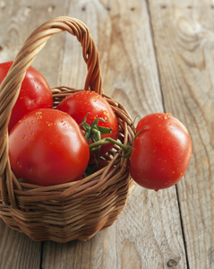 在篮子里的新鲜番茄