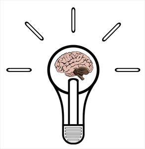 灯泡与大脑矢量图标，思想理念