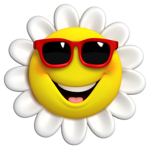 3d 卡通可爱花带着笑脸的妈妈和孩子在阳光明媚的日子里一起在海上