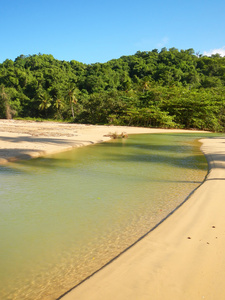 淡水河上的海滩，海滩埃利蒙，多米尼加共和国