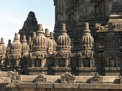 普兰巴南寺庙，印度尼西亚的装饰的墙