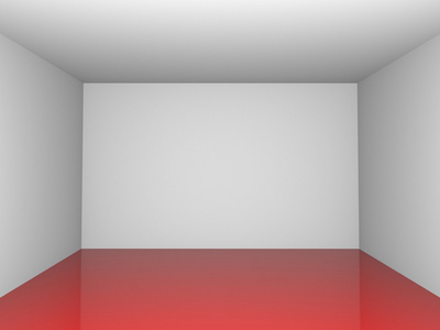 3d 展览房红红反射地板