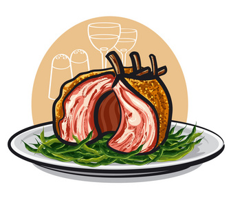 羊肉排骨到圣诞节和新年的表生小羊肋骨烹饪腌婴儿背部肋骨在户外烧烤