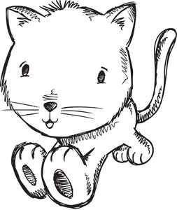 小猫猫素描涂鸦插画艺术
