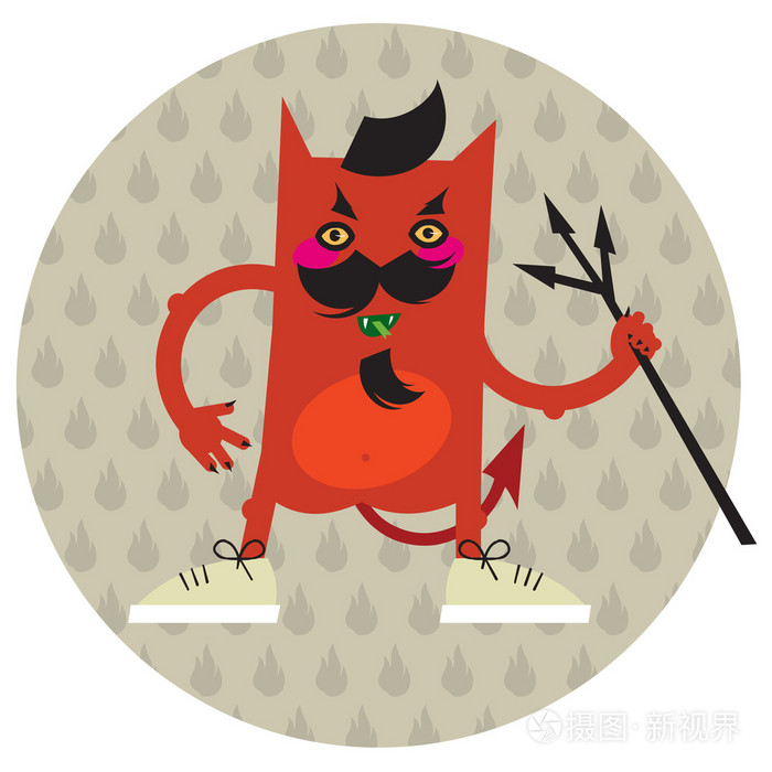 小胡子魔鬼插画-正版商用图片1c9xp8-摄图新视界