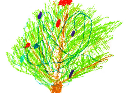 孩子的画装饰圣诞树