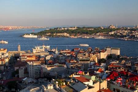 伊斯坦堡全景在日落
