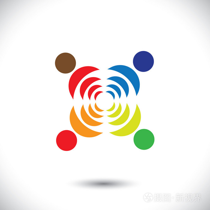 抽象彩色符号显示的密切关系