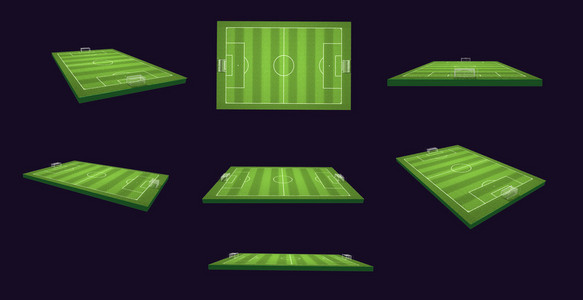足球场 3d 图上不同的意见和角度设置