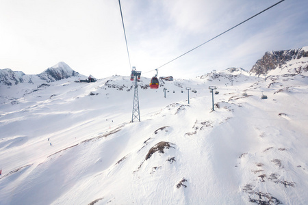 电缆车去 kitzsteinhorn 高峰