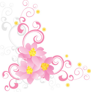 装饰边与粉色的花矢量