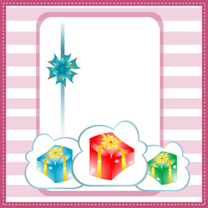 假日背景用蓝色礼品弓和礼品盒