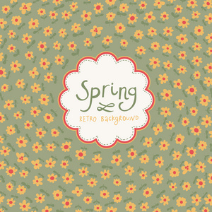 春天的背景。卡所作的鲜花与文本框