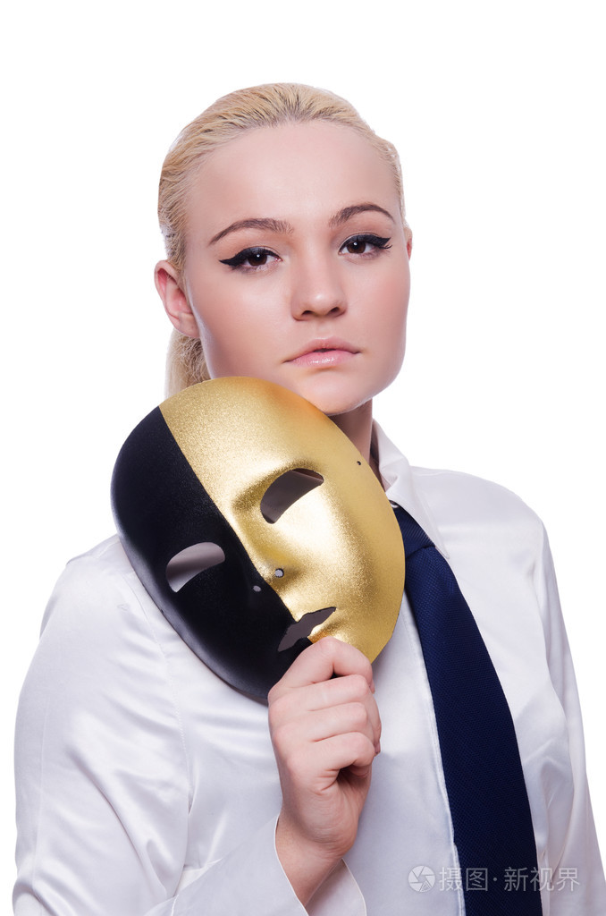 戴着面具的虚伪概念中的女人