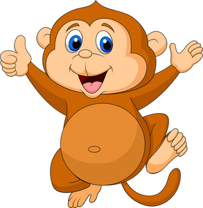 可爱的猴子卡通拇指向上