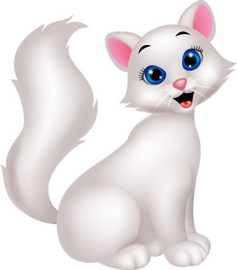 可爱白色猫咪卡通