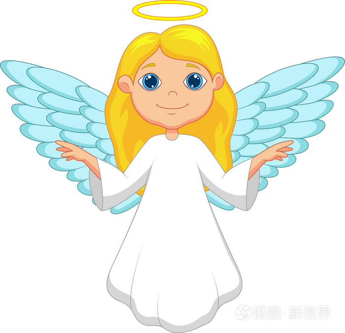 孤立在白色的小可爱飞行天使